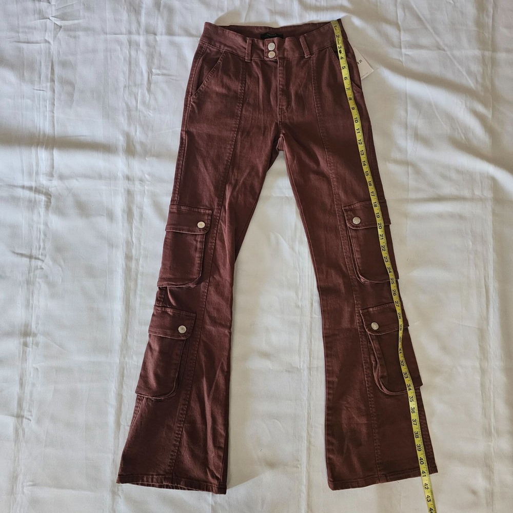 Forever 21 Women's Brown Twill Flare Cargo Pants Size Medium NWT - Picture 14 of 16